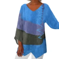 🔥Women's Elegant Casual V-Neck Long Sleeve Artistic Pattern Print Top - Image 10