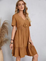 🔥Hot Sale 49% OFF💝Retro V-neck Loose Casual Dress - Image 13