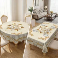 Waterproof Gold Rose Tablecloth - Image 2