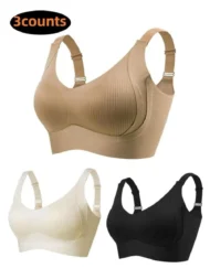 🎁Buy 1 Get 3 Packs💕Women's Ribbed Push Up Adjustable Wireless Bra - Image 39