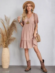 🔥Hot Sale 49% OFF💝Retro V-neck Loose Casual Dress - Image 12