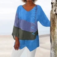 🔥Women's Elegant Casual V-Neck Long Sleeve Artistic Pattern Print Top - Image 4