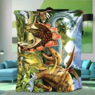 Vibrant Dinosaur Print Flannel Throw Blanket - Image 7