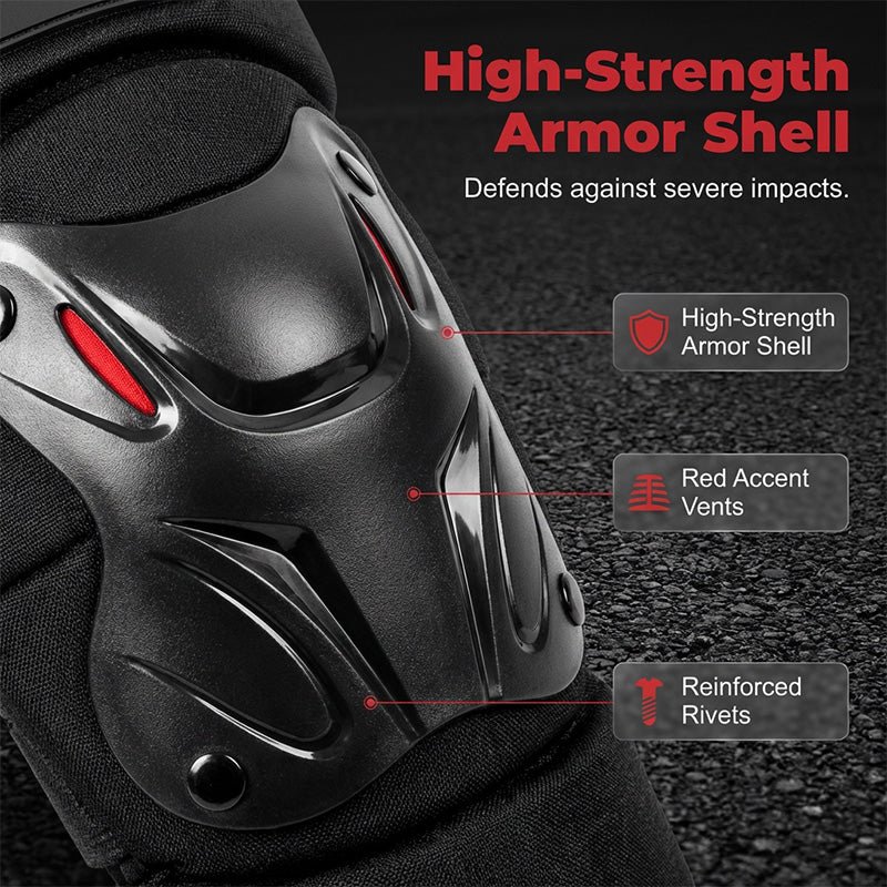 🏍️ 40% OFF NOW! 🛡️ Motorcycle Knee and Elbow Protector Set – Impact-resistant, adjustable straps & breathable padding – essential for riding, skating or cycling safety 💪