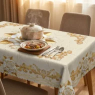 Waterproof Gold Rose Tablecloth - Image 5