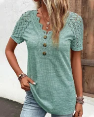 🔥Promotion - 49% discount🎉Lace short sleeve t-shirt - Image 8
