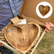 💖🎁2026 Mother's Day Gifts 50% Off--🎁Heart-shaped wooden bowl for prayer - Image 3