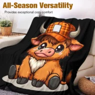 Soft & Cozy Cartoon Cow Blanket - Image 5