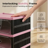 Foldable & Stackable Shoe Cabinet with Clear Doors - Image 5