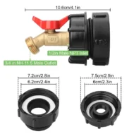 IBC Tote Tank Adapter with Brass Ball Valve - Image 5