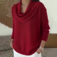 Women’s Elegant Cozy Cowl Collar Sweater - Image 3
