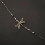 SILVER DRAGONFLY ANKLET WITH PEARL - Image 5