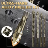 🏆Flash Sale⚡ 50K+ SOLD! 💥High-Strength 4-Flute Serrated Eccentric Drill Bit Kit
