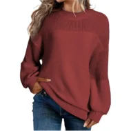 Women's Loose Fit Long Sleeve Knit Sweater - Image 6