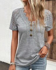 🔥Promotion - 49% discount🎉Lace short sleeve t-shirt - Image 3