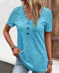 🔥Promotion - 49% discount🎉Lace short sleeve t-shirt - Image 12