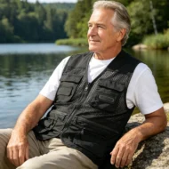 Men's V-Neck Multi-Pocket Mesh Vest - Image 2