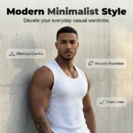 Men's Ribbed Knit Slim Fit Tank Top - Image 2