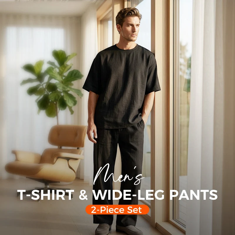 🎁2026 New Arrivals 50% OFF💥Men's T-Shirt & Wide-Leg Pants 2-Piece Set