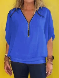 ✨Women's Chiffon Zip-up Neck Casual Top - Image 9