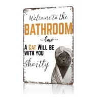 Cute Cat Bathroom Decor Sign - Image 14