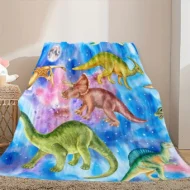 Vibrant Dinosaur Print Flannel Throw Blanket - Image 4