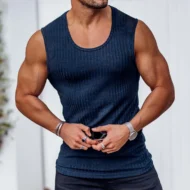 Men's Ribbed Knit Slim Fit Tank Top - Image 14