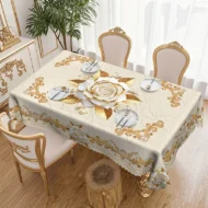 Waterproof Gold Rose Tablecloth - Image 3