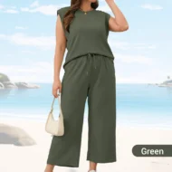 2025 New Women's Casual Sleeveless Top & Wide-Leg Pants Set - Image 16