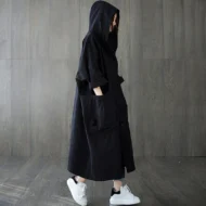 Oversized Large Pocket Hooded Long Trench Coat - Image 4