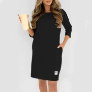 Women's Crew Neck Casual Loose T-Shirt Dress - Image 13
