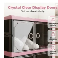 Foldable & Stackable Shoe Cabinet with Clear Doors - Image 2
