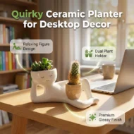 Quirky Ceramic Planter for Desktop Decor - Image 9