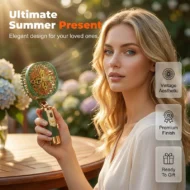 Rechargeable Floral Mini Fan with Stand Base - Image 8