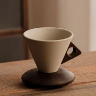 Vintage Coffee Mug with Wooden Handle & Saucer - Image 11