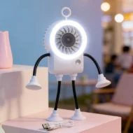 Flexible Robot Desk Fan with LED Light - Image 2
