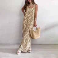 Women's Loose Casual Striped Jumpsuit - Image 4