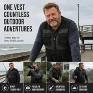Men's V-Neck Multi-Pocket Mesh Vest - Image 11