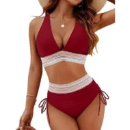 V-Neck Patchwork Bikini 2-Piece Set - Image 6