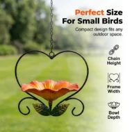 🐦 50% OFF NOW! 💖 Heart-Shaped Bird Feeder – Floral Design, Hanging, Rust-Resistant & Perfect for Backyard or Balcony 🏡 - Image 5