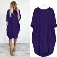 Hot sale💝 Women Casual Loose Pocket Long Sleeves Dress - Image 14