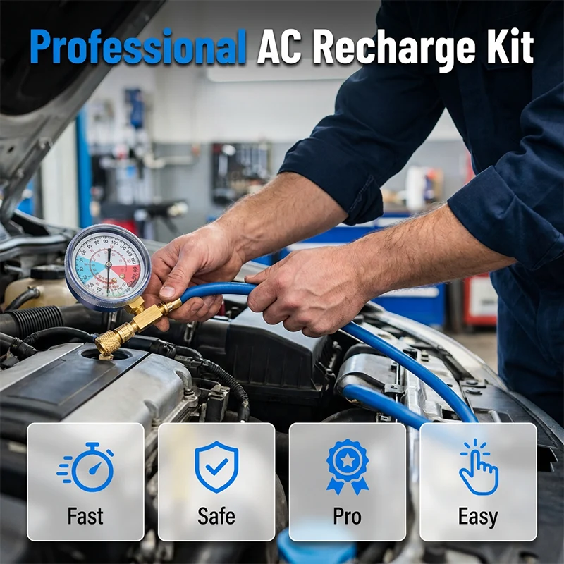 🔧 50% OFF NOW! ❄️ R134a AC Refrigerant Charging Hose with Gauge – Leak-proof, easy read & compatible with cars, trucks or home AC – safe DIY recharge 🚗