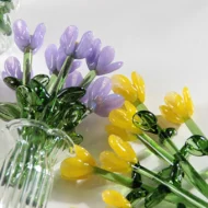 Miniature Colored Glass Flower Figurine Set - Image 6