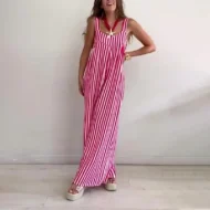 Women's Loose Casual Striped Jumpsuit - Image 6