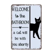 Cute Cat Bathroom Decor Sign - Image 10