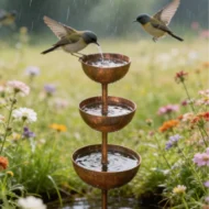 ☔️3-Tier Rustic Metal Bird Feeder & Drinker Stake🐦 - Image 3