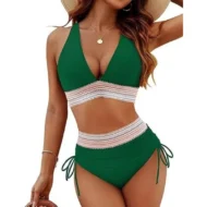 V-Neck Patchwork Bikini 2-Piece Set - Image 3