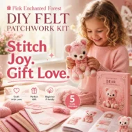 🎀50% OFF🎁Pink Enchanted Forest DIY Felt Patchwork Kit - Image 18