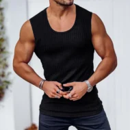 Men's Ribbed Knit Slim Fit Tank Top - Image 13