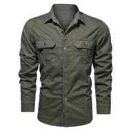 Men's Long Sleeve Cotton Workwear Shirt - Image 13
